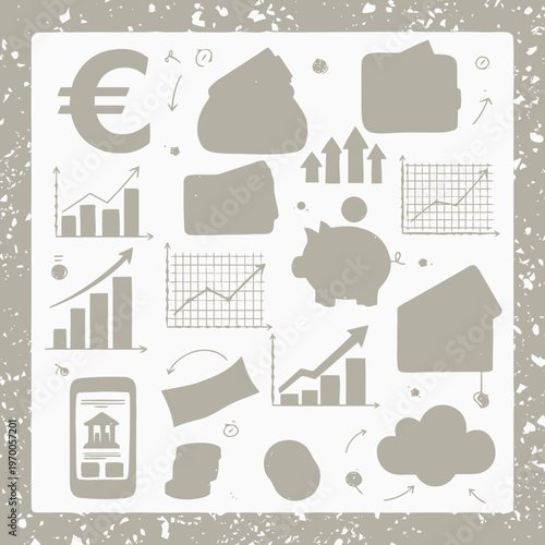 Financial Growth and Savings Icons A Visual Representation of Business, Investment, and Economic Progress