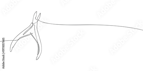 Minimal line art illustration of nail clippers, a compact grooming tool used for trimming fingernails and toenails