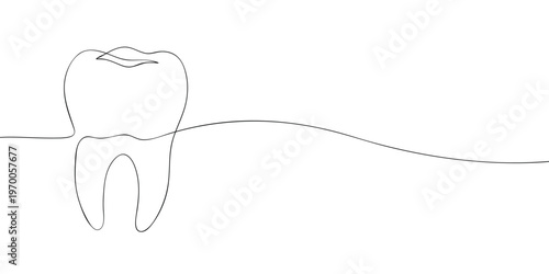 Simple line illustration of a human tooth, symbolizing dental care, oral health, dentistry, and hygiene in a clean, minimalist style