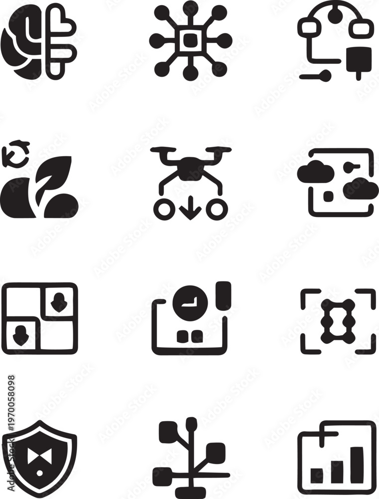Fototapeta premium Machine Learning Algorithm Outline Icon Vector