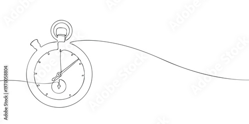 Minimal line illustration of a stopwatch, symbolizing time measurement, countdown, deadline, sport timing, productivity, and time management