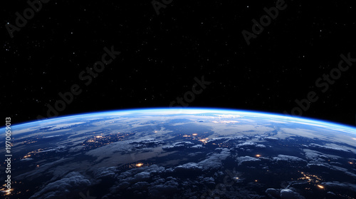 A Minimal View of Earth from Orbit Highlighting Scale and Quiet Cosmic Perspective