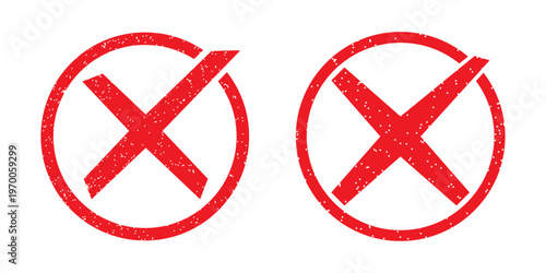 Cross Mark Red Ink Rubber Stamp Sign Symbol Seal Badge Grunge Vintage Declined Rejected Negative.