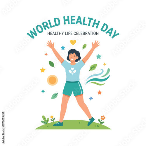 vector happy person celebrating "World Health Day" 23