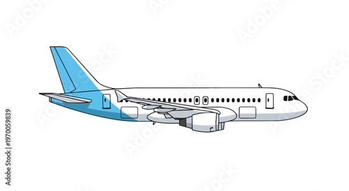 Simple Vector Illustration of a Commercial Passenger Airplane