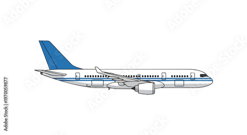 Commercial Passenger Airplane Side View Illustration