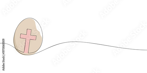 Illustration of an Easter egg with a cross symbol, representing Christianity, faith, resurrection, religious celebration, and spiritual holiday traditions