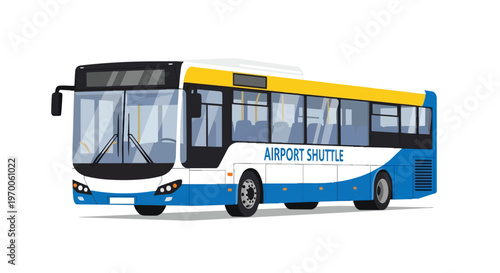 Vector Illustration of an Airport Shuttle Bus for Public Transportation