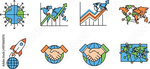 Startup Icon Set Flat Style for Global Business Theme