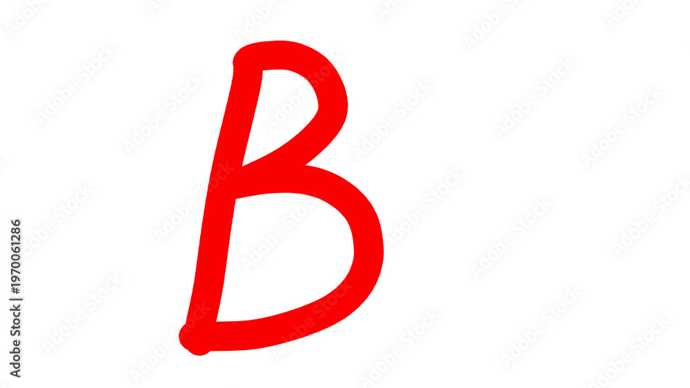 Fototapeta premium Red handwritten capital letter B on white background
