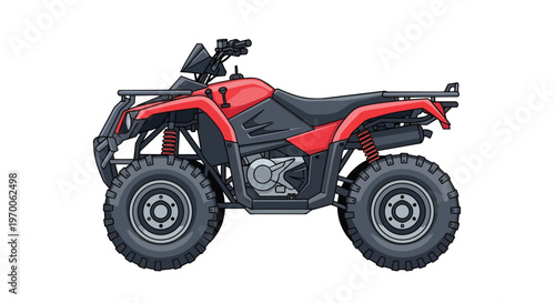 Red All-Terrain Vehicle ATV Side View Illustration