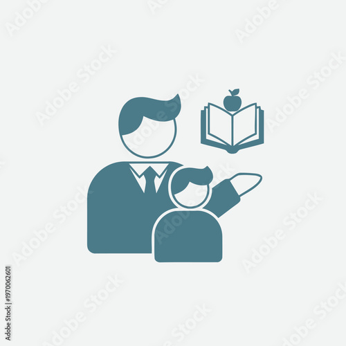 Teacher and student with book open indicating learning and education concept, representing knowledge and guidance for growth and development