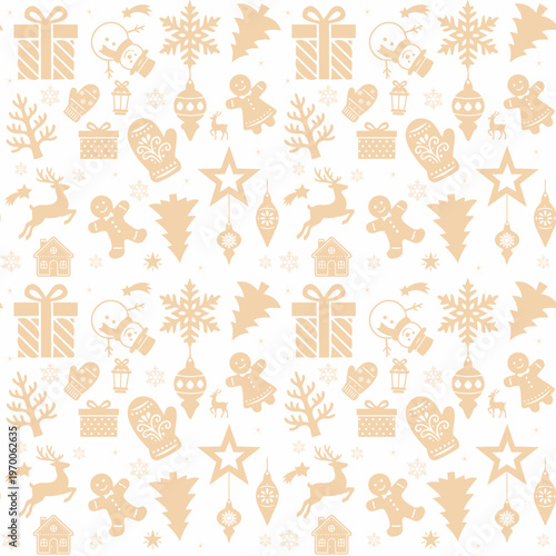 Neutral Christmas Icon Seamless Pattern