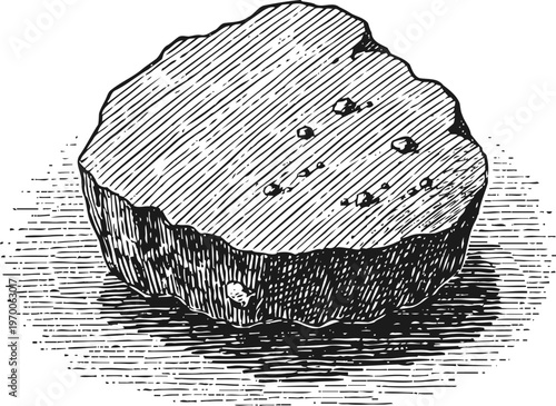 Hand drawn charcoal piece with rough texture and natural irregular edges on light background