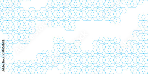 Science network pattern blue Hexagonal abstract background. Big Data Visualization structure elements. Health care and science medical pattern innovation. Template design with concept Dots and lines.