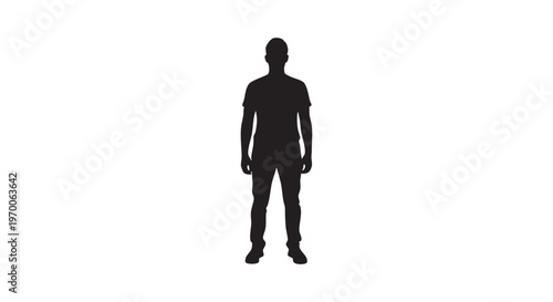 A silhouette of a man standing alone in the dark isolated on transparent background