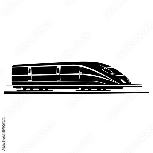 Sleek High-Speed Train Silhouette on Tracks for Modern Transportation.