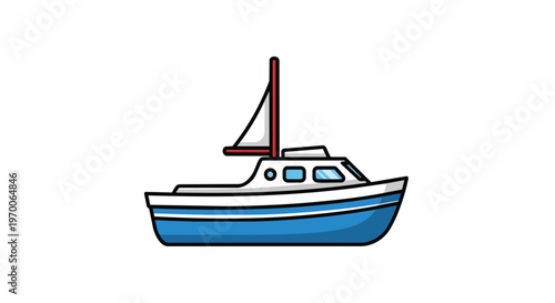 Cartoon Style Fishing Boat Illustration