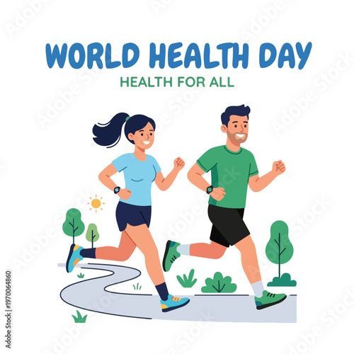 vector man and woman celebrating "World Health Day" 0020