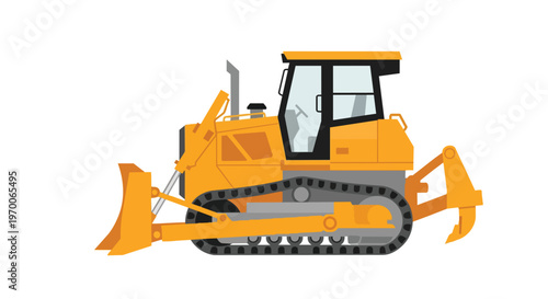 Yellow Bulldozer Construction Vehicle Vector Illustration