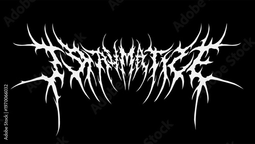 Traumatize text typography vector in symmetrical dark metal lettering style for t-shirt print apparel, sticker, poster, logo and more