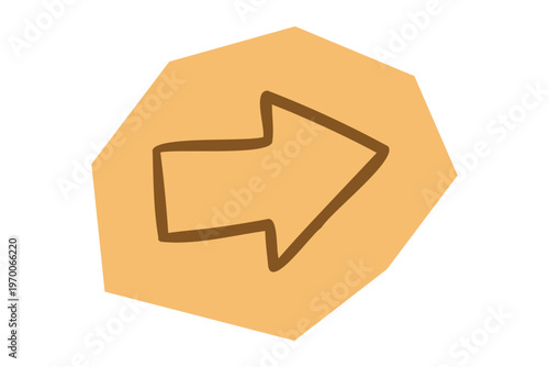 Hand drawn arrow pointing right on abstract organic paper cutout shape for Scrapbook and Journal. Vector illustration design.