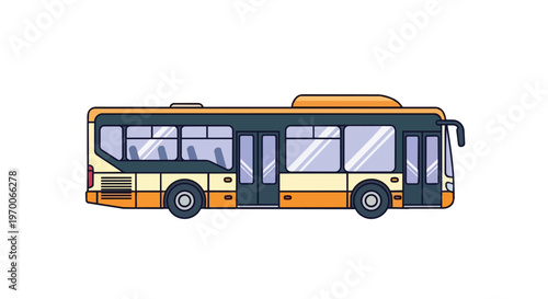 Modern City Bus Side View Flat Vector Illustration