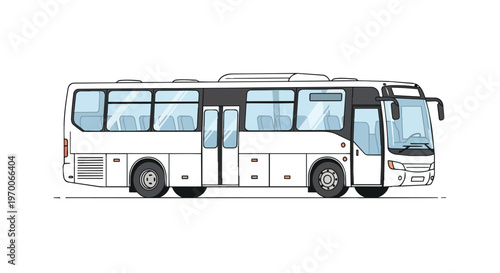 White intercity coach bus side view vector illustration