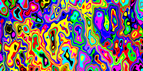 vibrant psychedelic liquid waves flowing through a surreal neon dreamscape with dynamic abstract contours and hypnotic fluid patterns