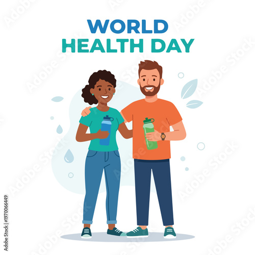 vector man and woman celebrating "World Health Day" 0017