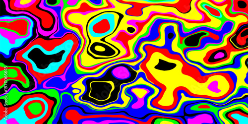 vibrant psychedelic liquid waves flowing through a surreal neon dreamscape with dynamic abstract contours and hypnotic fluid patterns