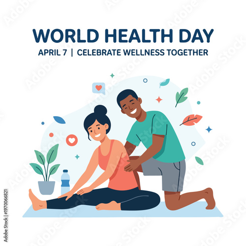 vector man and woman celebrating "World Health Day" 0016