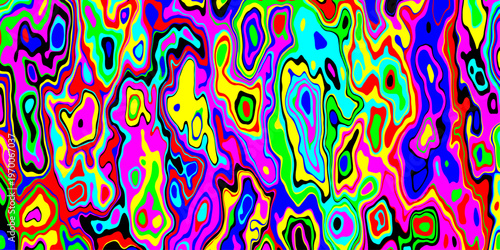 vibrant psychedelic liquid waves flowing through a surreal neon dreamscape with dynamic abstract contours and hypnotic fluid patterns