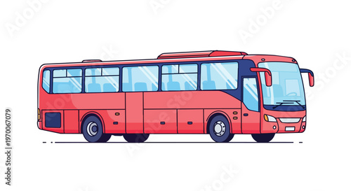 Red Passenger Coach Bus Vector Illustration