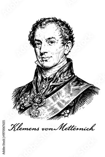 Handcrafted Portraits inspired Clemens von Metternich, Vector | isolated on transparent background