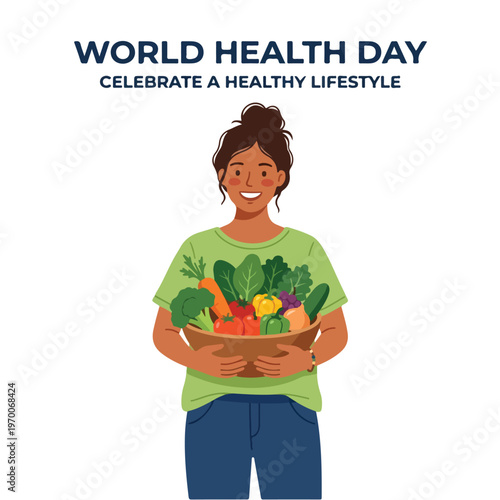 vector happy person celebrating "World Health Day" 07