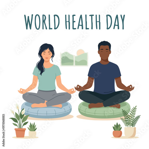 vector man and woman celebrating "World Health Day" 009