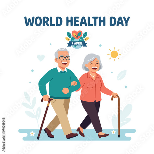 vector man and woman celebrating "World Health Day" 008