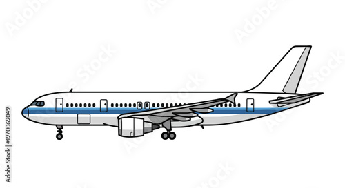 Side View Illustration of a Commercial Passenger Airplane