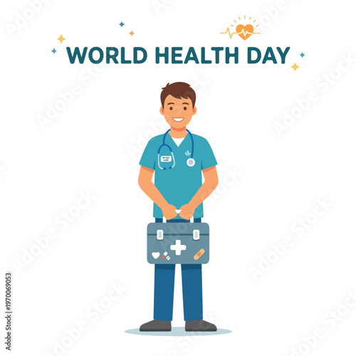 vector happy person celebrating "World Health Day" 03