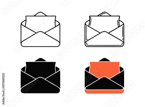 Envelope Message Icon Set – Email Communication Vector Collection in 4 Modern Styles