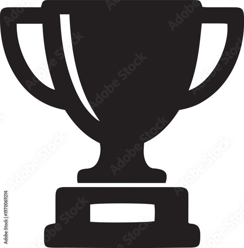 Black trophy icon simple vector illustration representing achievement and success isolated on white background for sports or competition themes