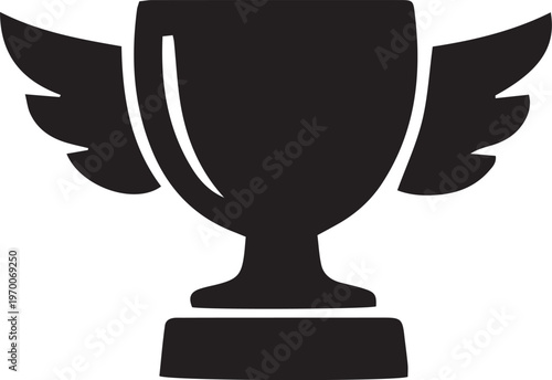 Winged trophy icon a symbol of victory and achievement perfect for sports awards and success concepts isolated on white background