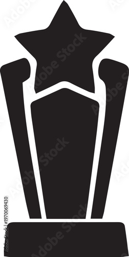 Star trophy icon silhouette award symbol for achievement and success isolated on white background for sports or competition design
