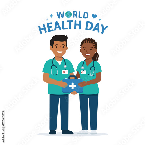 vector man and woman celebrating "World Health Day" 004