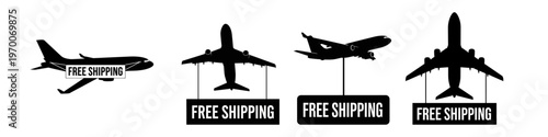 Free Shipping Airplane Icons Global Logistics and Express Delivery Services