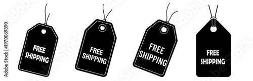 Free Shipping Tags Set Black Price Labels for Online Shopping Promotions