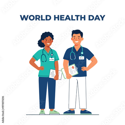 vector man and woman celebrating "World Health Day" 002