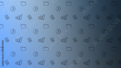 Blue dark gradient business icon pattern modern background