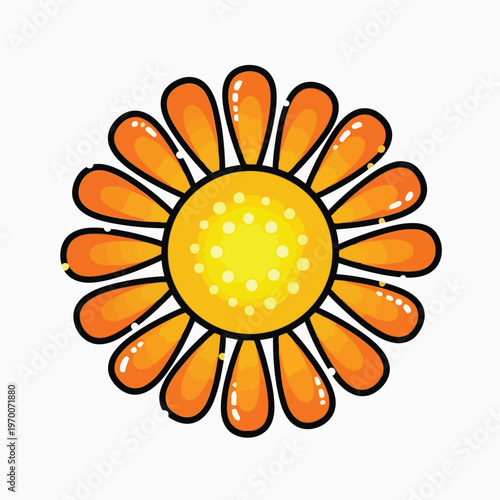 Simple hand drawn doodle of a drooping flower with two leaves vector